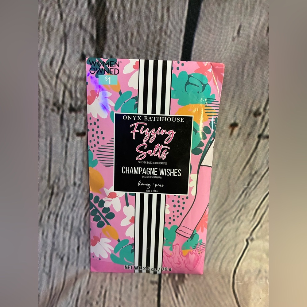5/$20 Onyx Bathhouse Women’s Champagne Wishes Fizzing Bath‎ Salt 1 pkg 2.5oz NIP